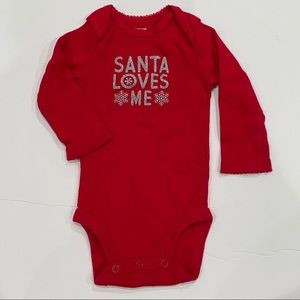 Christmas baby girl onesie Santa loves me 3M